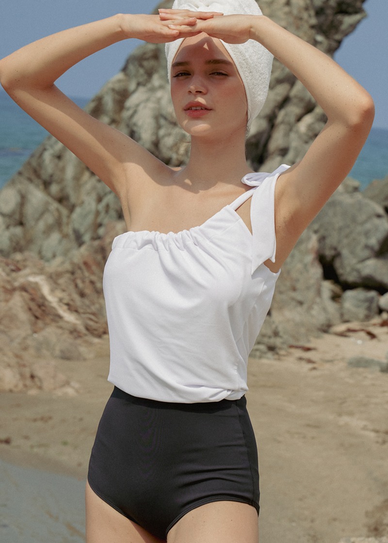 one shoulder swimsuit set_white (원숄더 수영복 세트_화이트) - 플로리다티켓